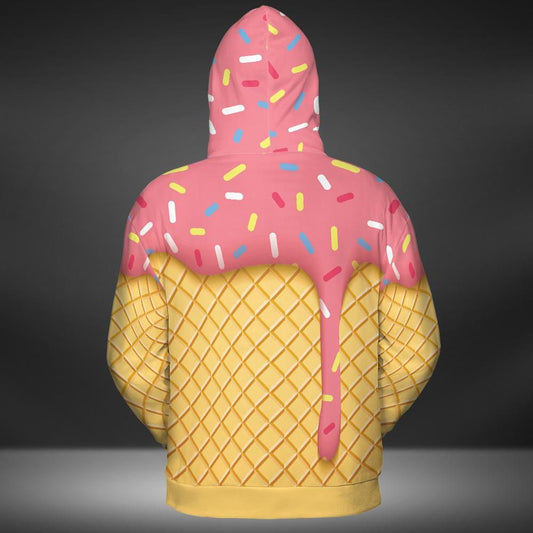 Strawberry Ice Cream Cone Premium Unisex Zip Hoodie