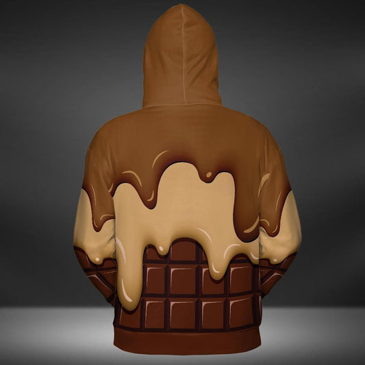 Chocolate Ice Cream & Caramel Ice Cream on a Chocolate Bar Premium Unisex Zip Hoodie