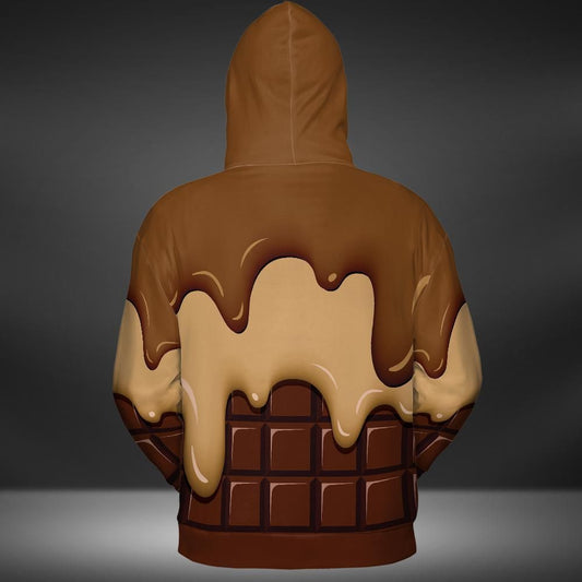 Chocolate Ice Cream & Caramel Ice Cream on a Chocolate Bar Premium Unisex Hoodie