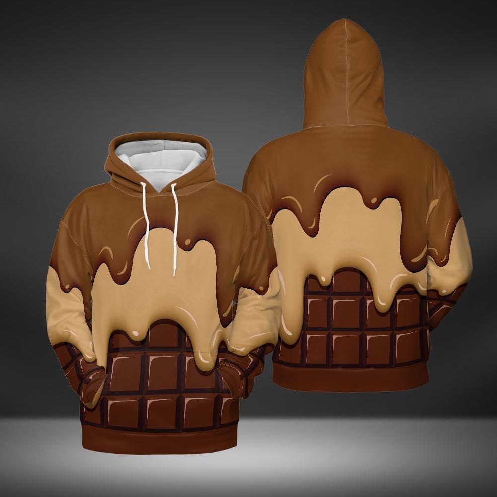 Chocolate Ice Cream & Caramel Ice Cream on a Chocolate Bar Premium Unisex Hoodie