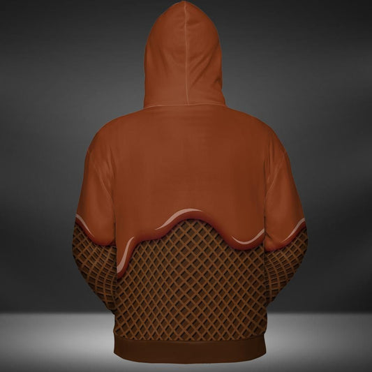 Chocolate Ice Cream On A Chocolate Waffle Cone Premium Unisex Hoodie