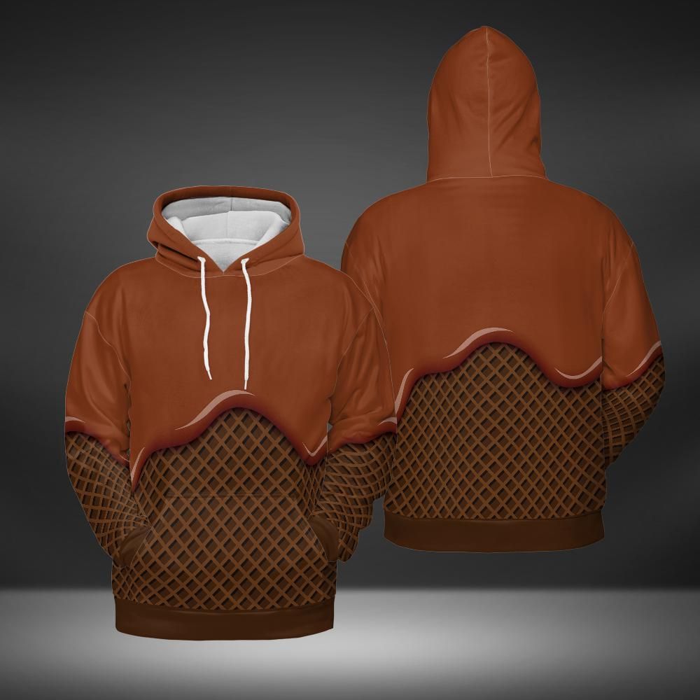 Chocolate Ice Cream On A Chocolate Waffle Cone Premium Unisex Hoodie