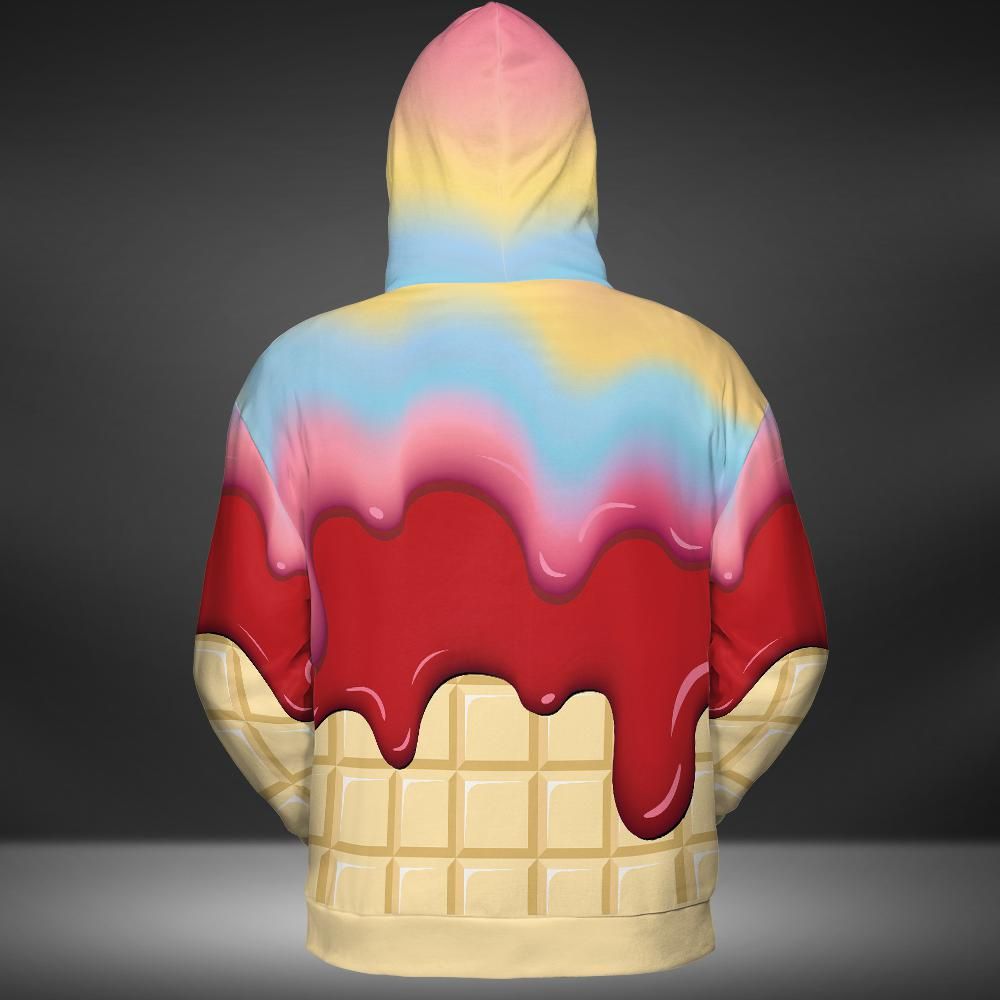 Rainbow & Strawberry Ice Cream On A White Chocolate Bar Premium Unisex Hoodie