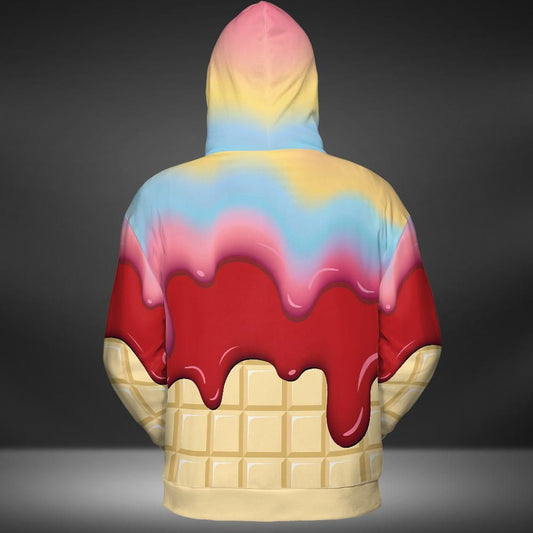 Rainbow & Strawberry Ice Cream On A White Chocolate Bar Premium Unisex Hoodie