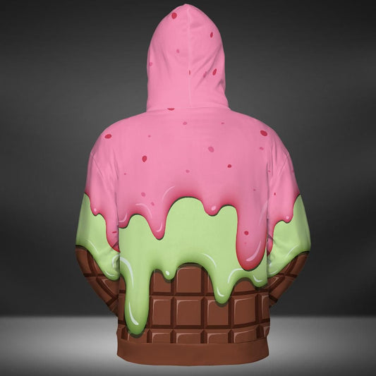 Strawberry Ice Cream & Key Lime Ice Cream On A Chocolate Bar Premium Unisex Zip Hoodie