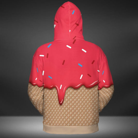 Velvet Ice Cream On A Chocolate Cone Premium Unisex Zip Hoodie