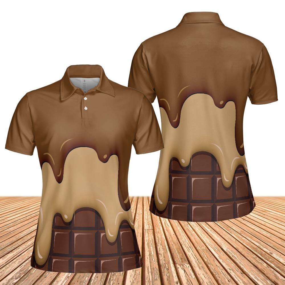 Chocolate Ice Cream & Caramel Ice Cream On A Chocolate Bar Women's Polo Shirt