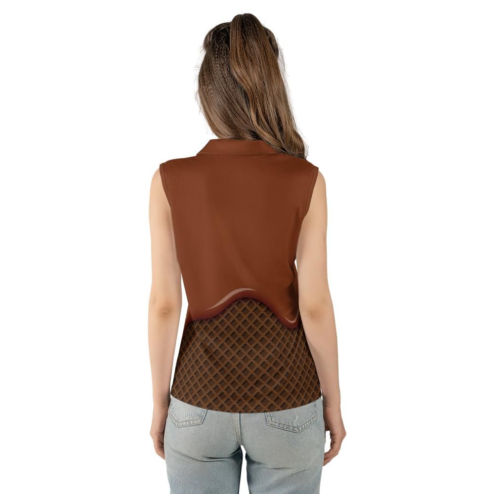 Chocolate Ice Cream On A Chocolate Waffle Cone Women's Sleeveless Polo Shirt
