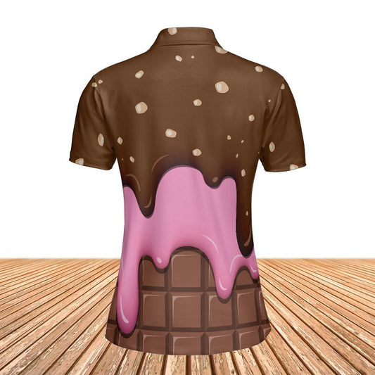 Chocolate With Peanut Ice Cream & Strawberry Ice Cream On A Chocolate Bar Women's Polo Shirt