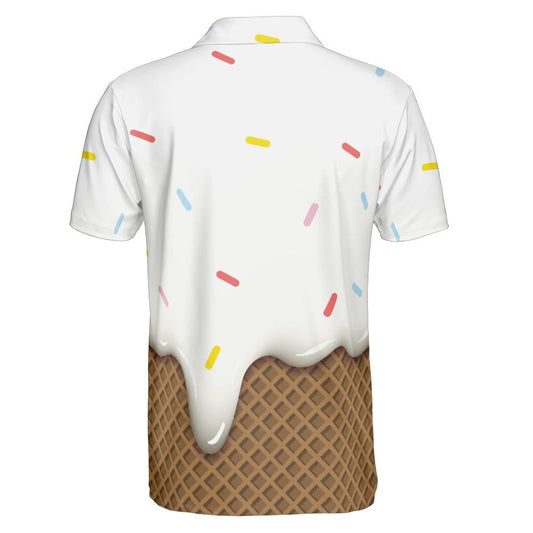 Vanilla Ice Cream With Sprinkles Melted Over A Chocolate Cone Polo Shirt