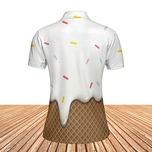 Vanilla Ice Cream With Sprinkles Melted Over A Chocolate Cone Women's Polo Shirt