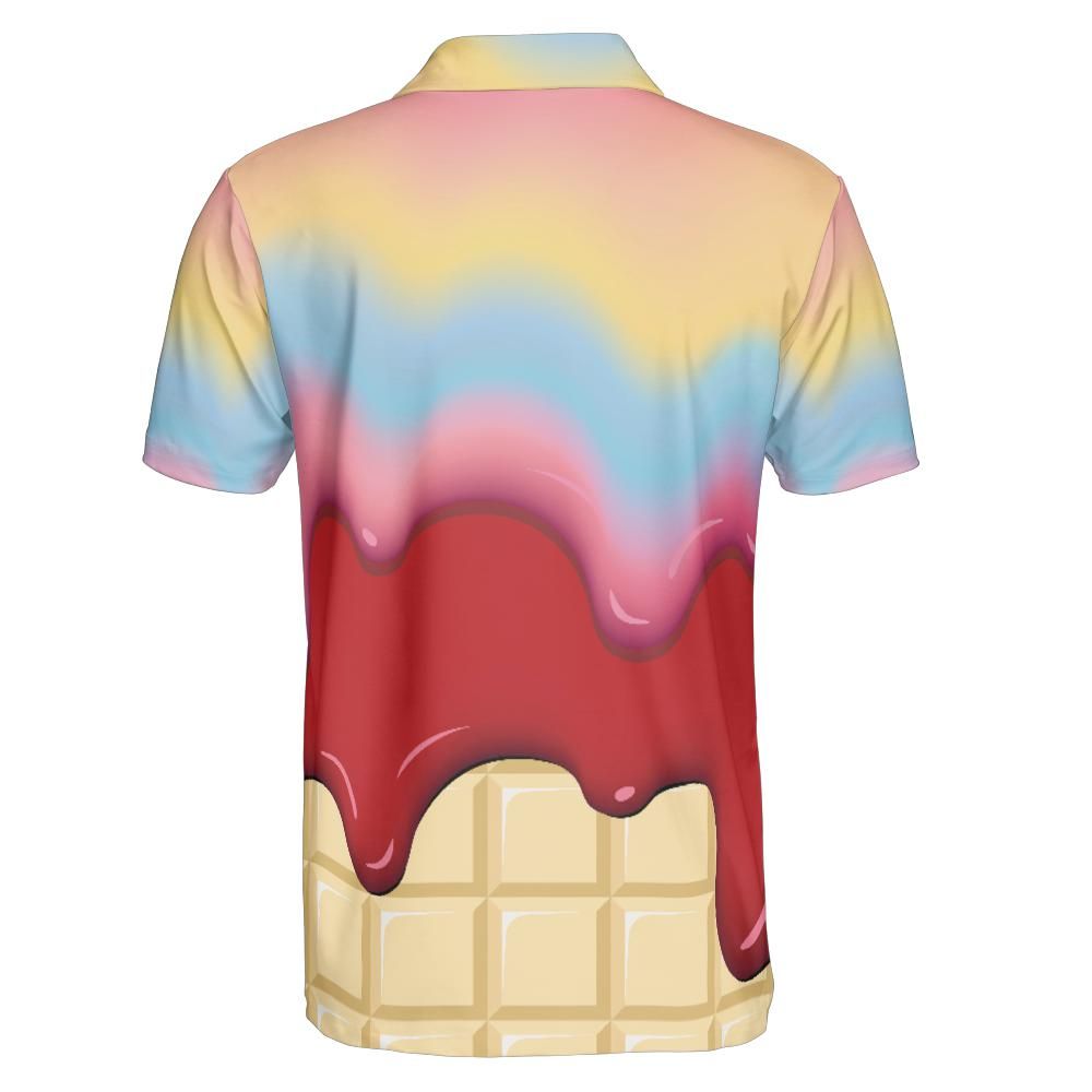 Rainbow & Strawberry Ice Cream On A White Chocolate Bar Polo Shirt
