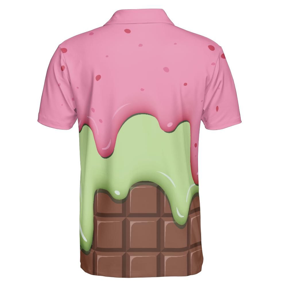 Strawberry Ice Cream & Key Lime Ice Cream On A Chocolate Bar Polo Shirt