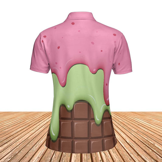 Strawberry Ice Cream & Key Lime Ice Cream On A Chocolate Bar Women's Polo Shirt