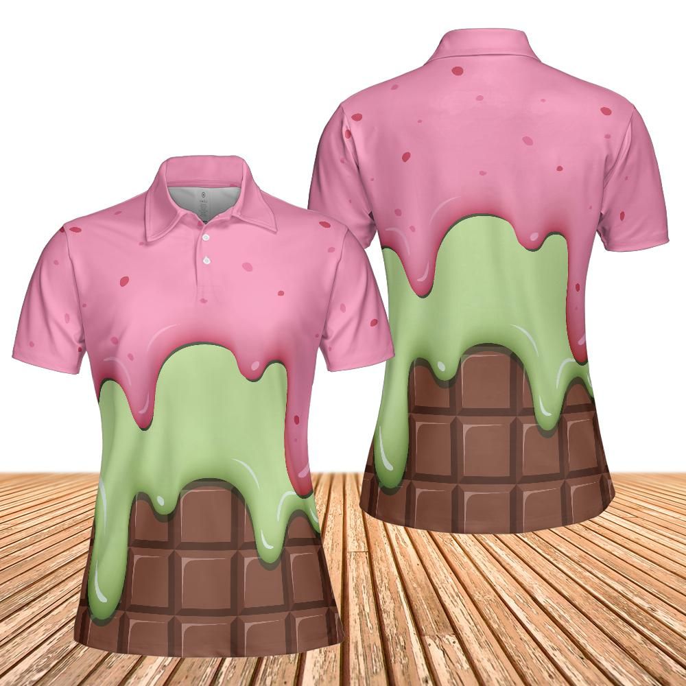 Strawberry Ice Cream & Key Lime Ice Cream On A Chocolate Bar Women's Polo Shirt