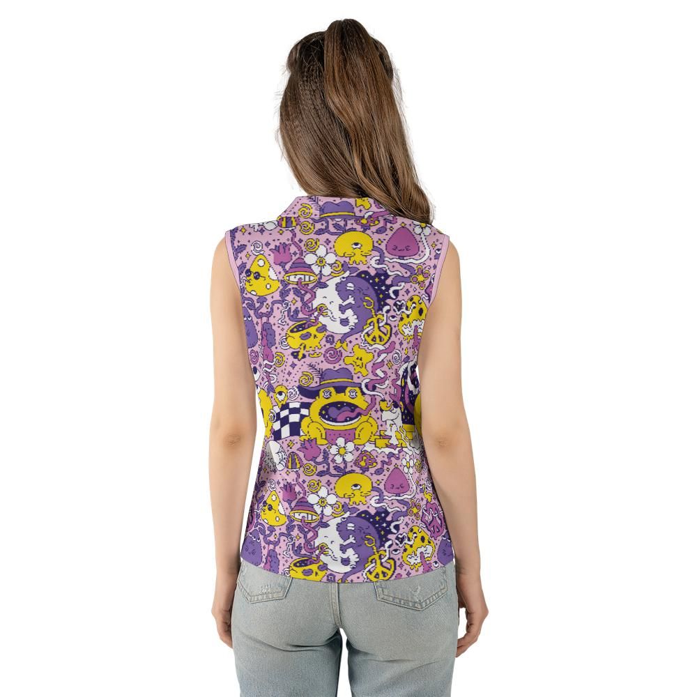 Purple Psychedelic Women's Sleeveless Polo Shirt