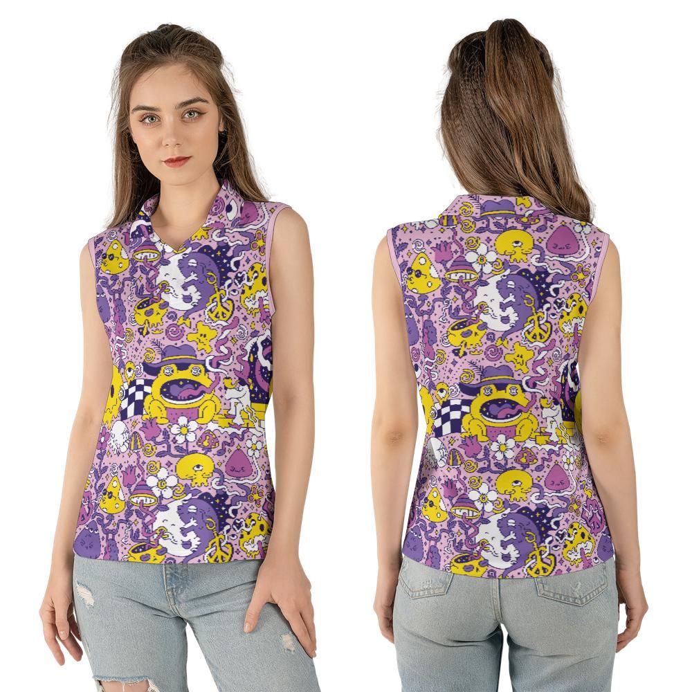 Purple Psychedelic Women's Sleeveless Polo Shirt