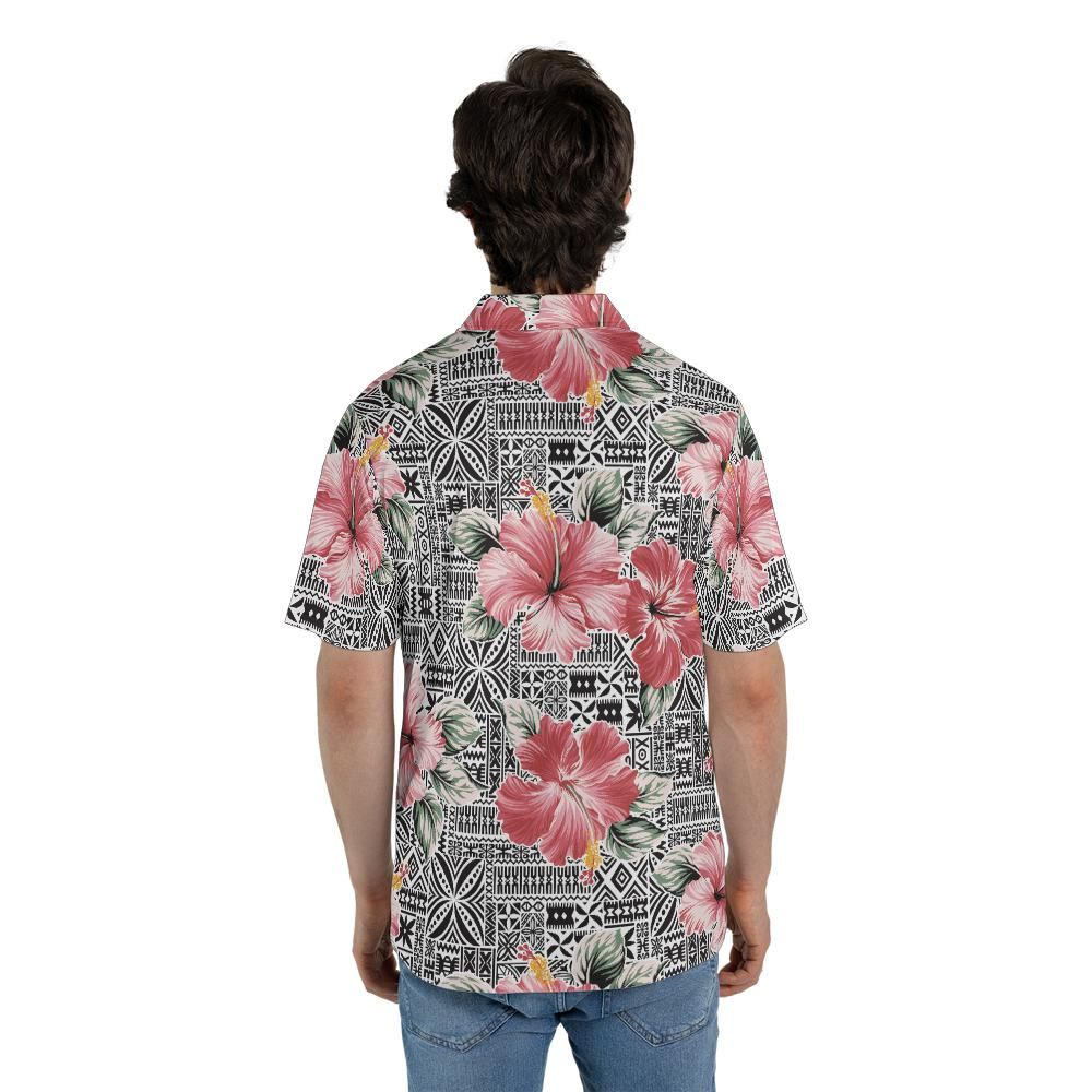 Hawaiian Tribal & Hibiscus Flowers Premium Polo Shirt