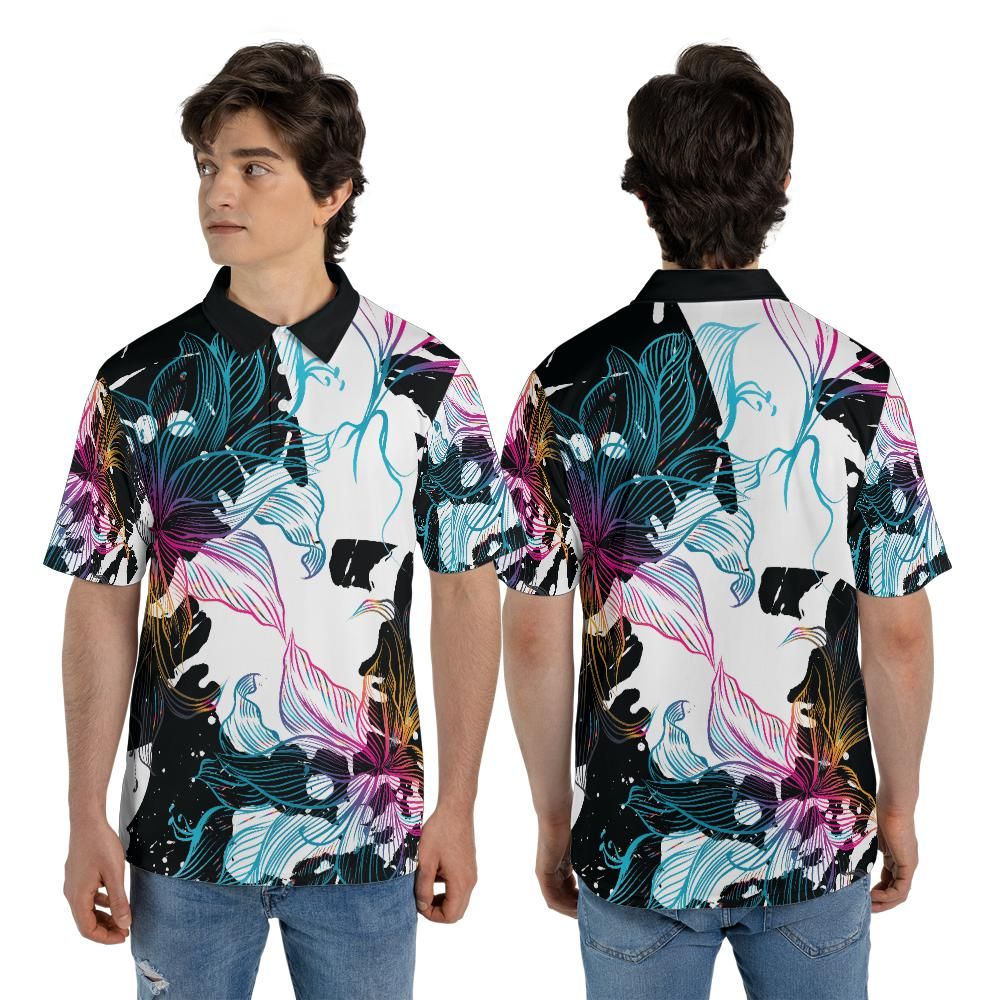 Abstract Gradient Flowers Premium Polo Shirt