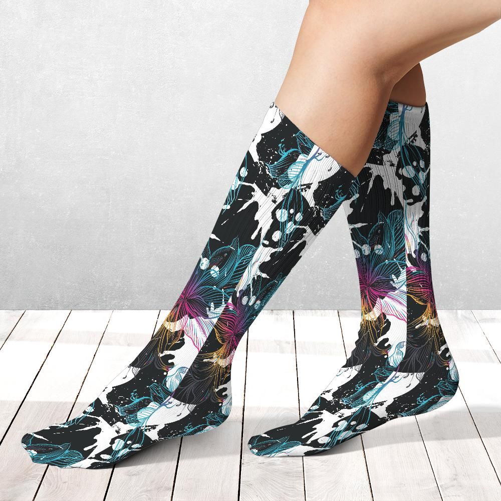 Abstract Gradient Flowers Socks