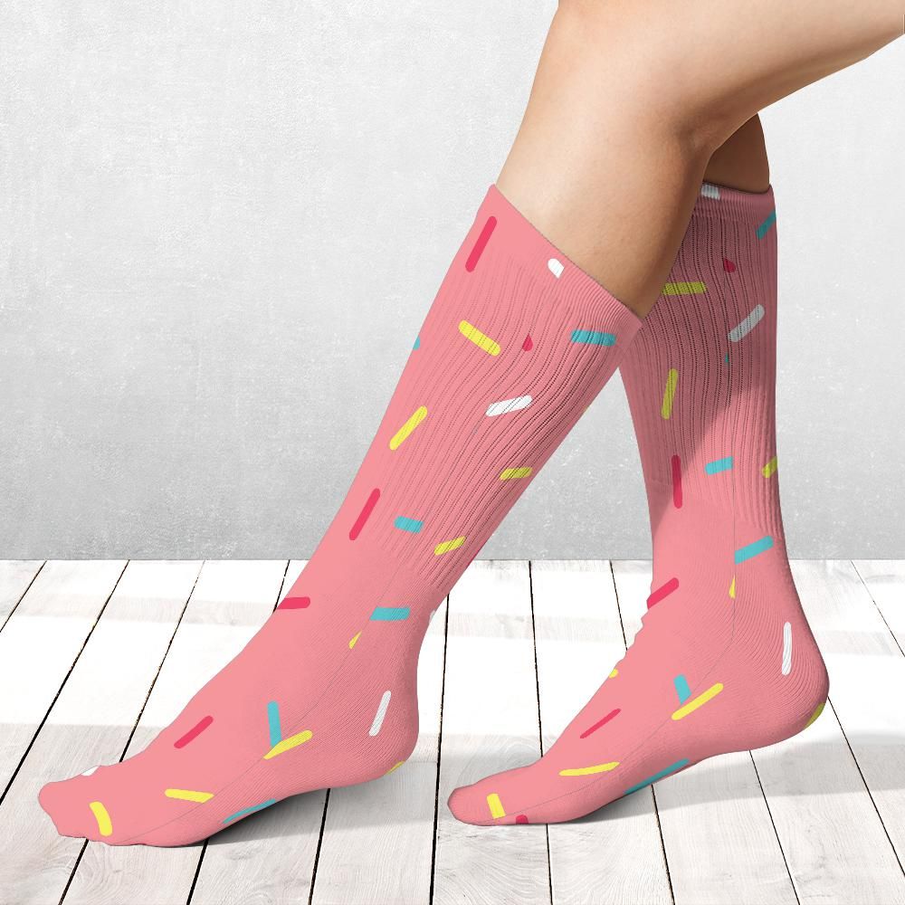 Pink Donut Sprinkles Socks