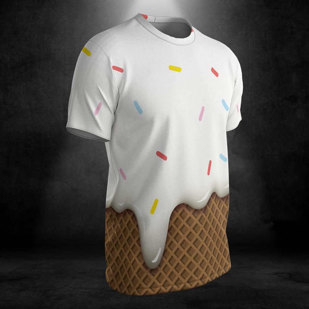 Vanilla Ice Cream With Sprinkles Melted Over A Chocolate Cone Unisex Comfort T-Shirt