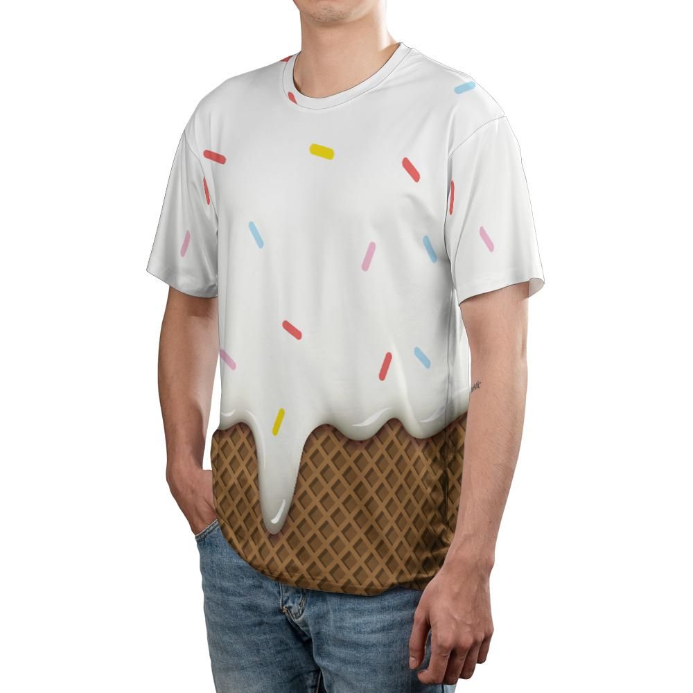 Vanilla Ice Cream With Sprinkles Melted Over A Chocolate Cone Unisex Comfort T-Shirt