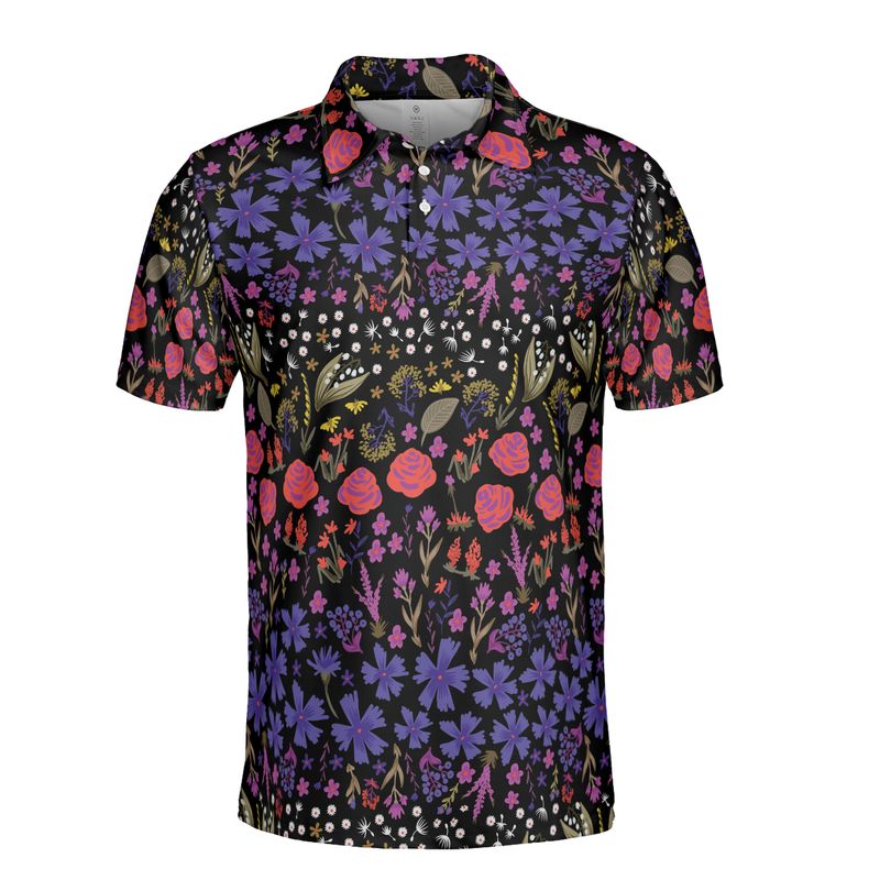 Purple & Violet Flowers Polo Shirt