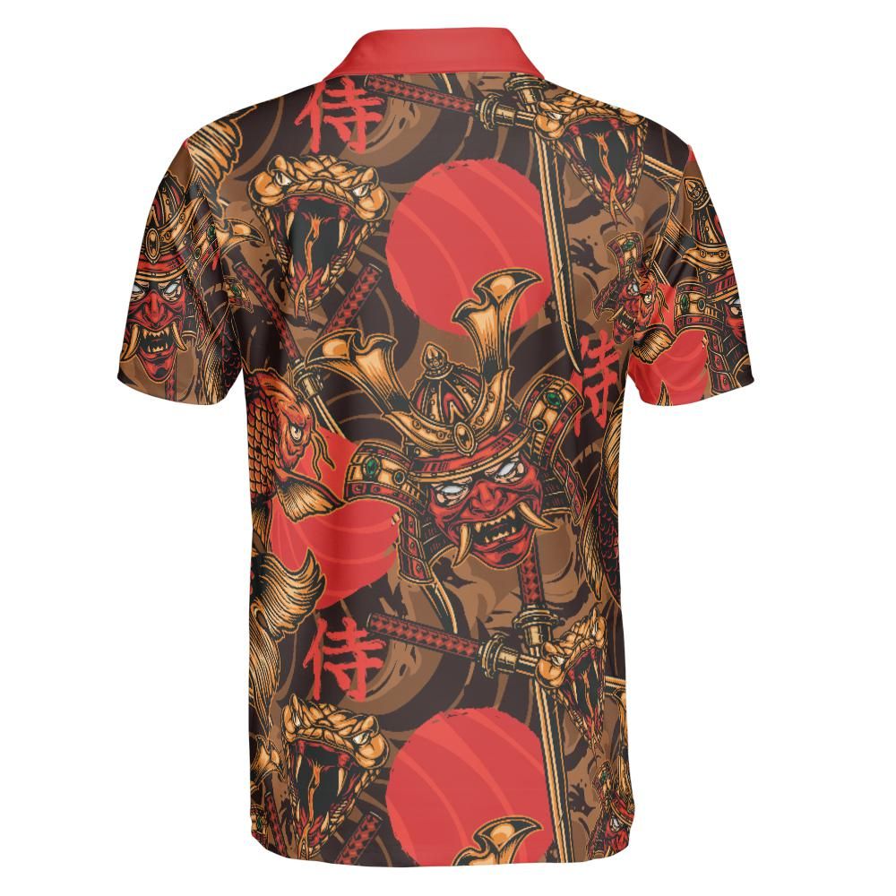 Samurai And Koi Fish Polo Shirt