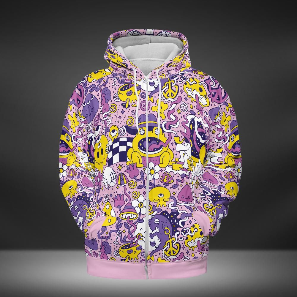 Purple Psychedelic Premium Unisex Zip Hoodie