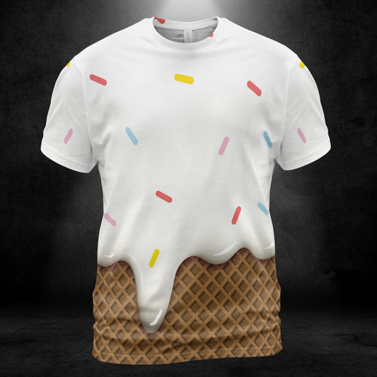 Vanilla Ice Cream With Sprinkles Melted Over A Chocolate Cone Unisex Comfort T-Shirt