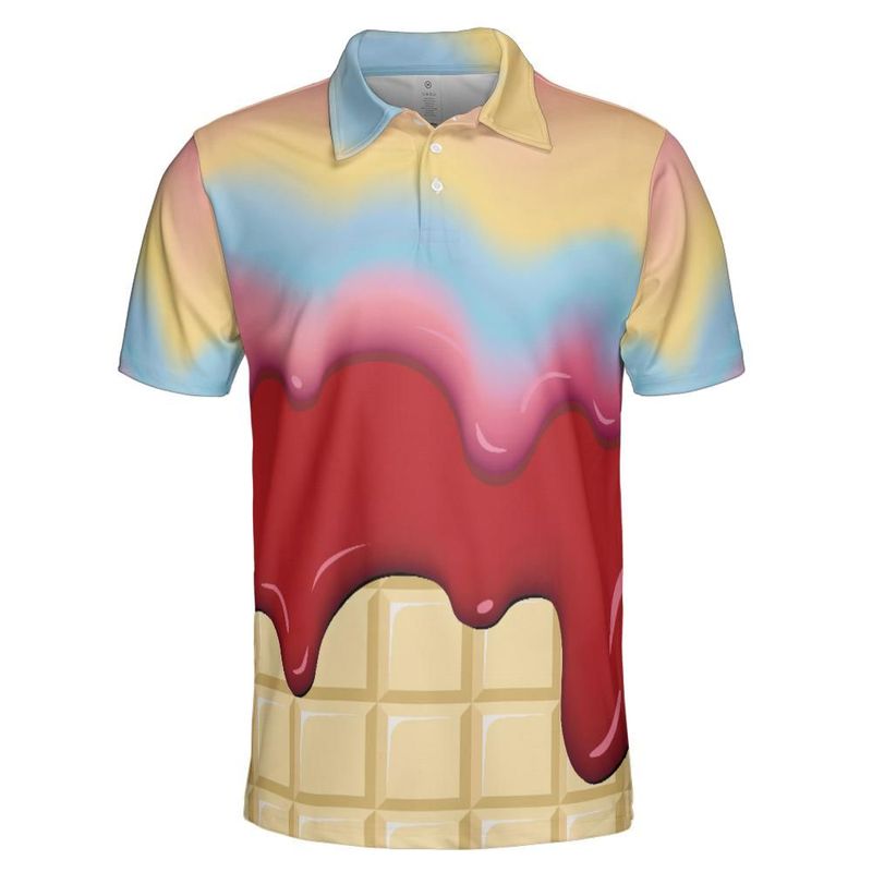 Rainbow & Strawberry Ice Cream On A White Chocolate Bar Polo Shirt