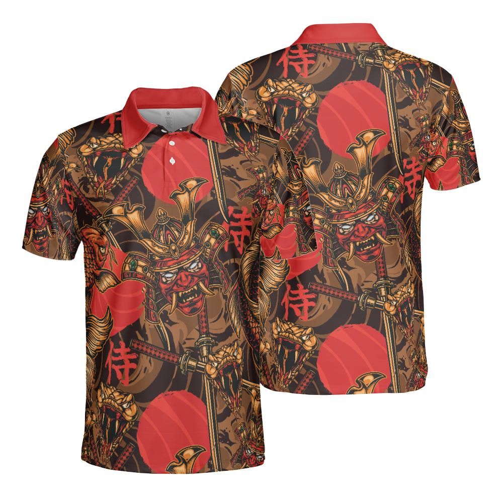 Samurai And Koi Fish Polo Shirt