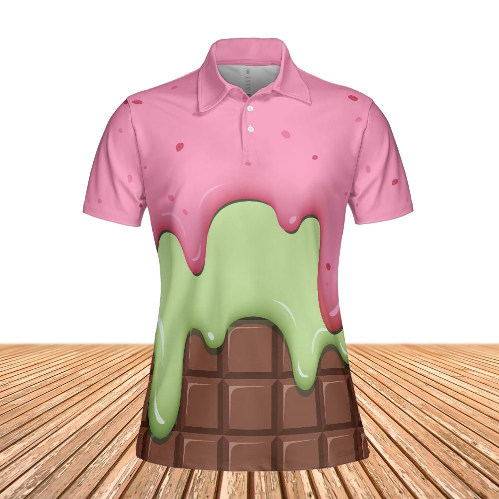 Strawberry Ice Cream & Key Lime Ice Cream On A Chocolate Bar Women's Polo Shirt