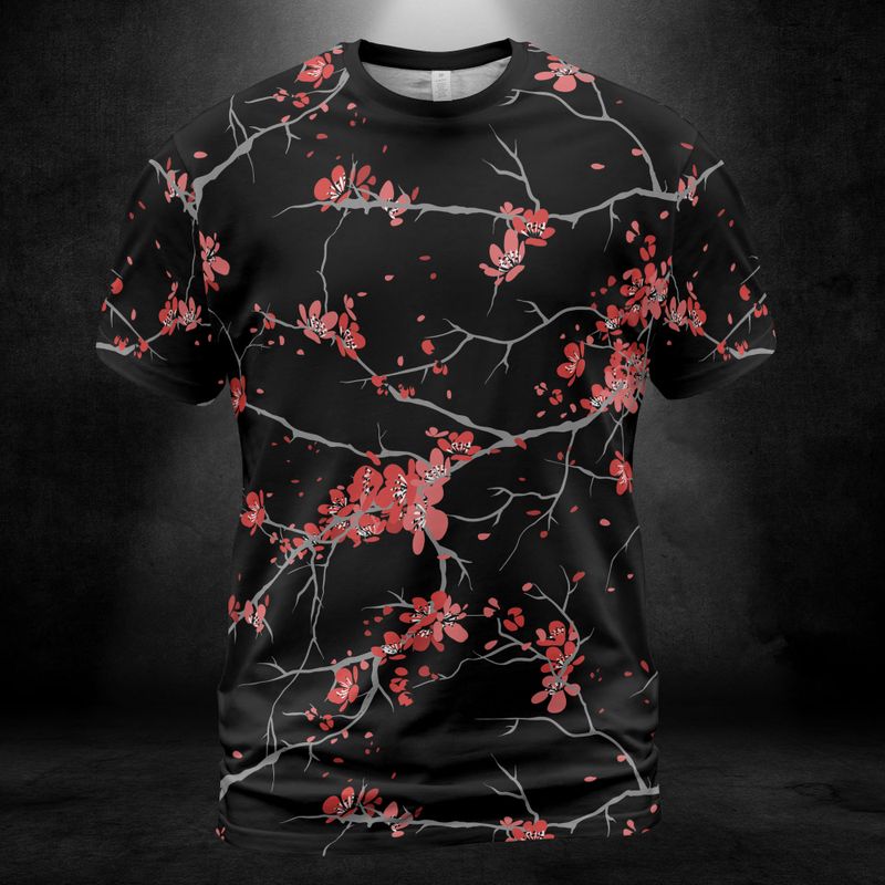 Cherry Blossoms Black Unisex Comfort T-Shirt