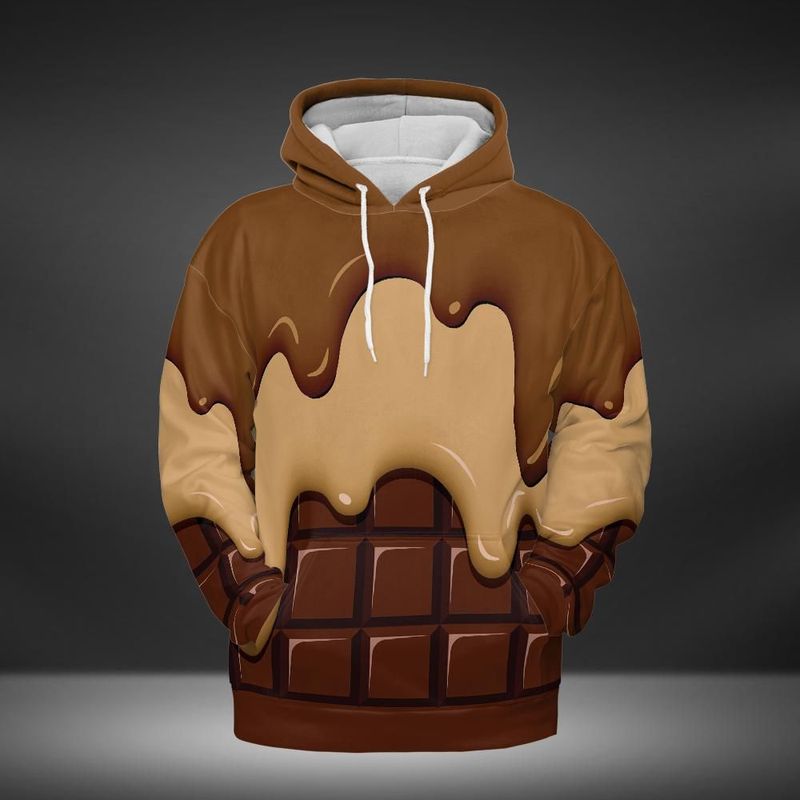 Chocolate Ice Cream & Caramel Ice Cream on a Chocolate Bar Premium Unisex Hoodie