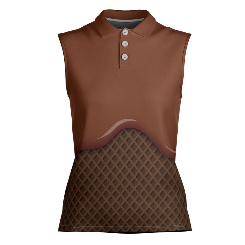 Chocolate Ice Cream On A Chocolate Waffle Cone Women's Sleeveless Polo Shirt