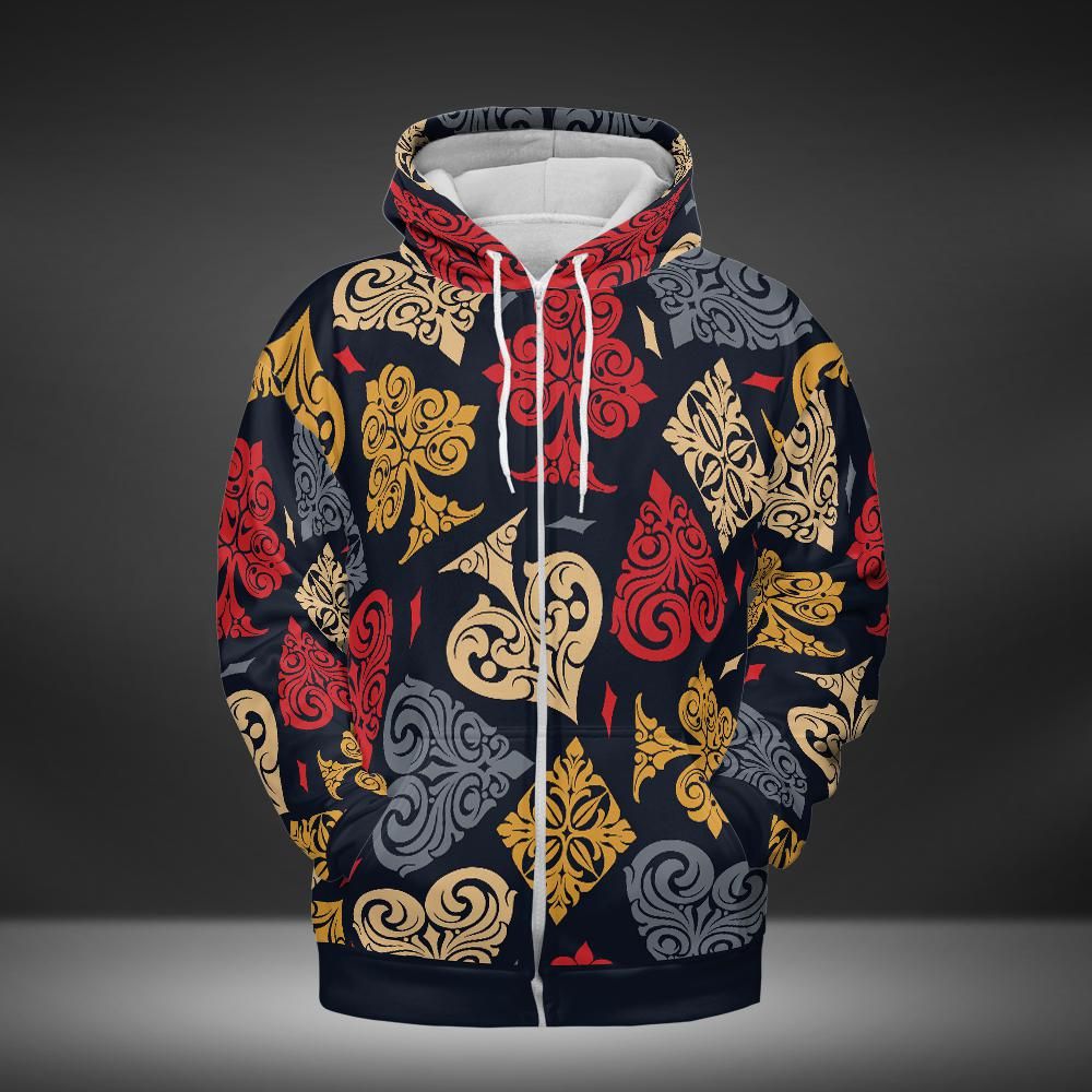 Vintage Card Symbols Premium Unisex Zip Hoodie