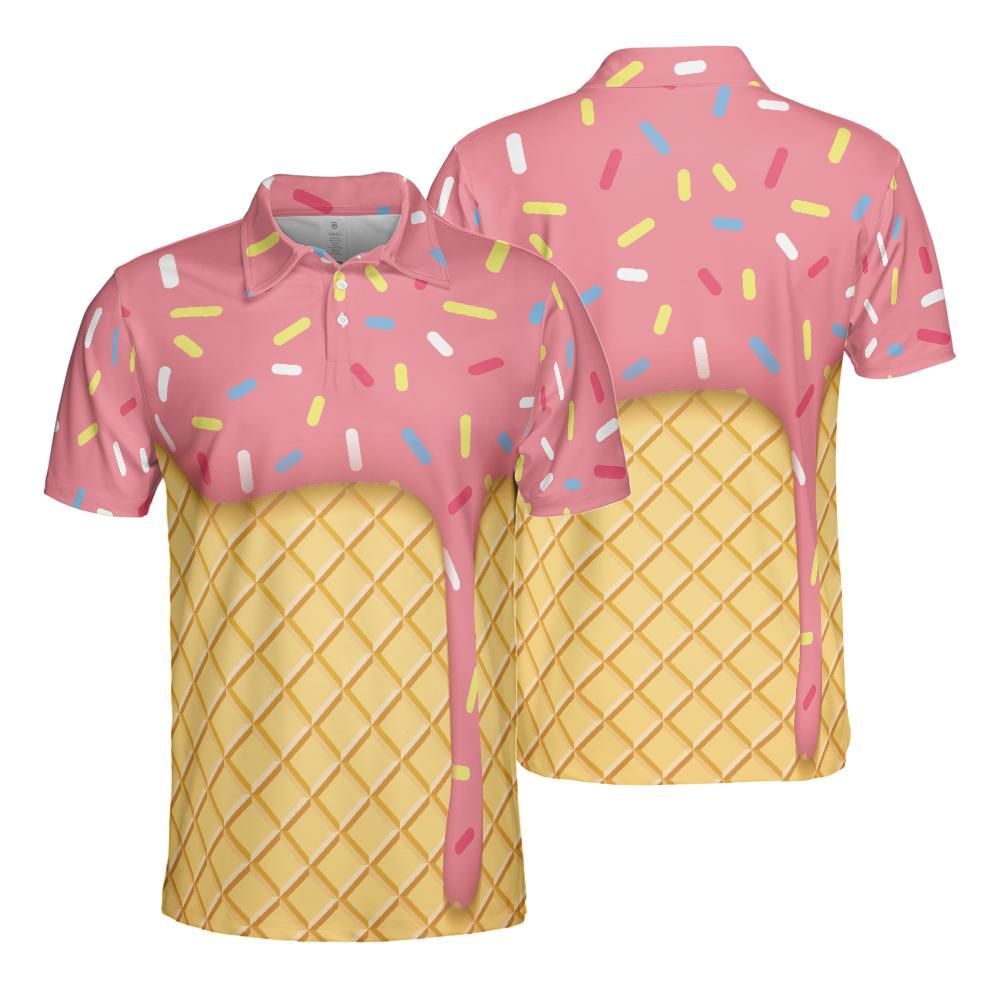 Strawberry Ice Cream Cone Polo Shirt