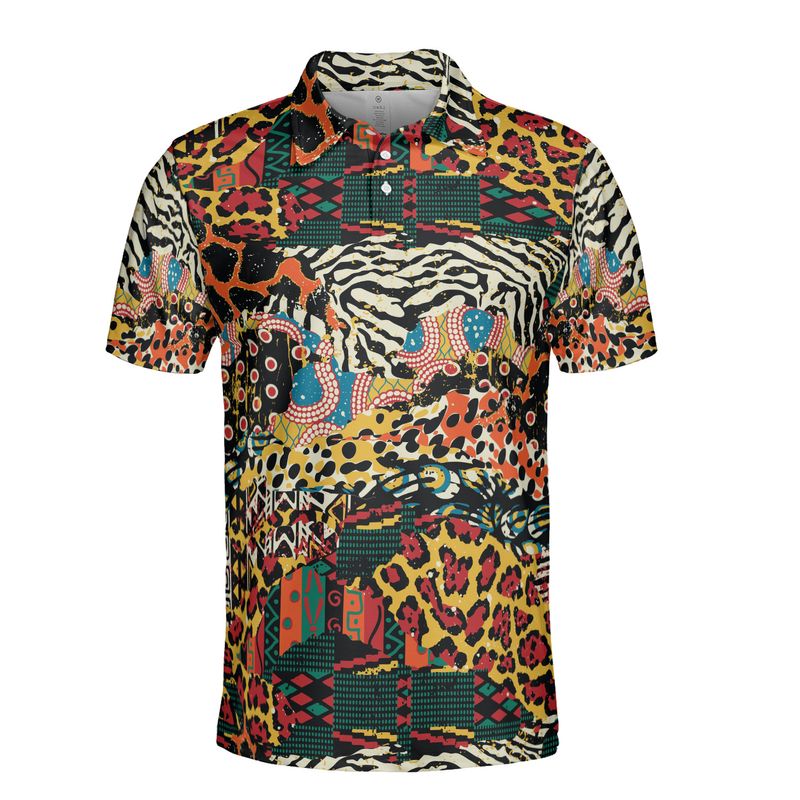 African Animal Patchwork Polo Shirt