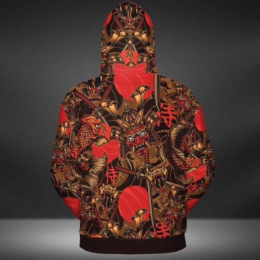 Samurai And Koi Fish Premium Unisex Hoodie