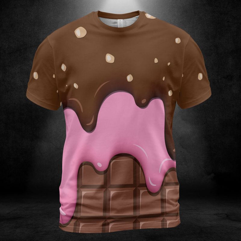 Chocolate With Peanut Ice Cream & Strawberry Ice Cream On A Chocolate Bar Unisex Comfort T-Shirt