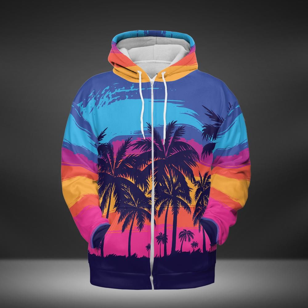 Tropical Sunset Premium Unisex Zip Hoodie