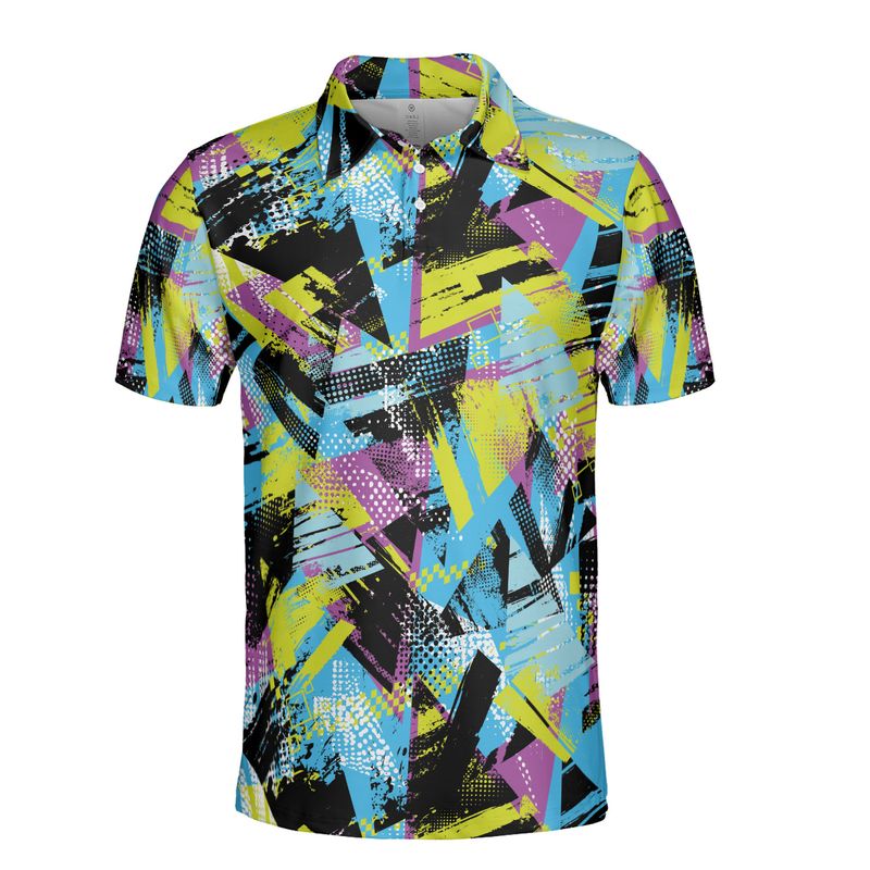 Pink & Blue Geometric Polo Shirt