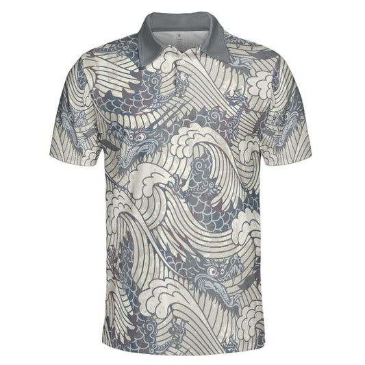 Vintage Dragons In Waves Premium Polo Shirt