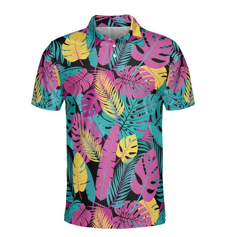 Bright Tropical Leaves Polo Shirt