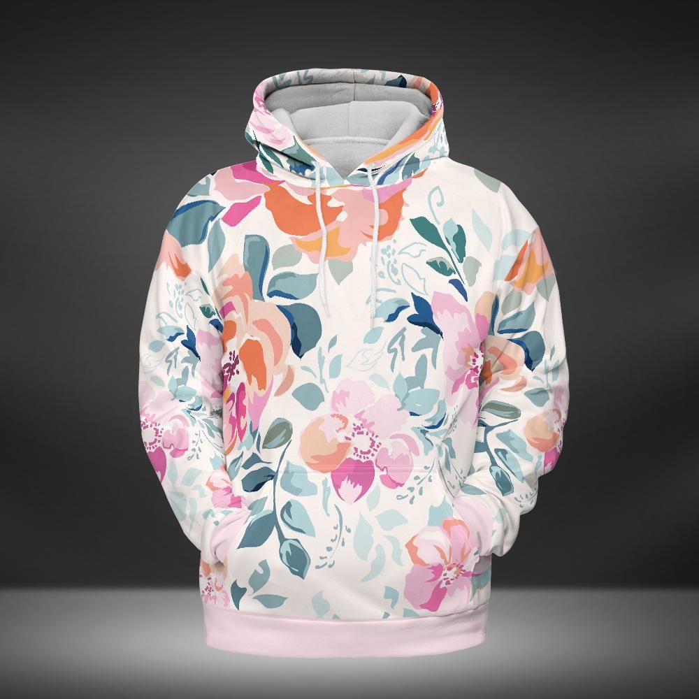 Soft Pink Watercolor Flowers Premium Unisex Hoodie