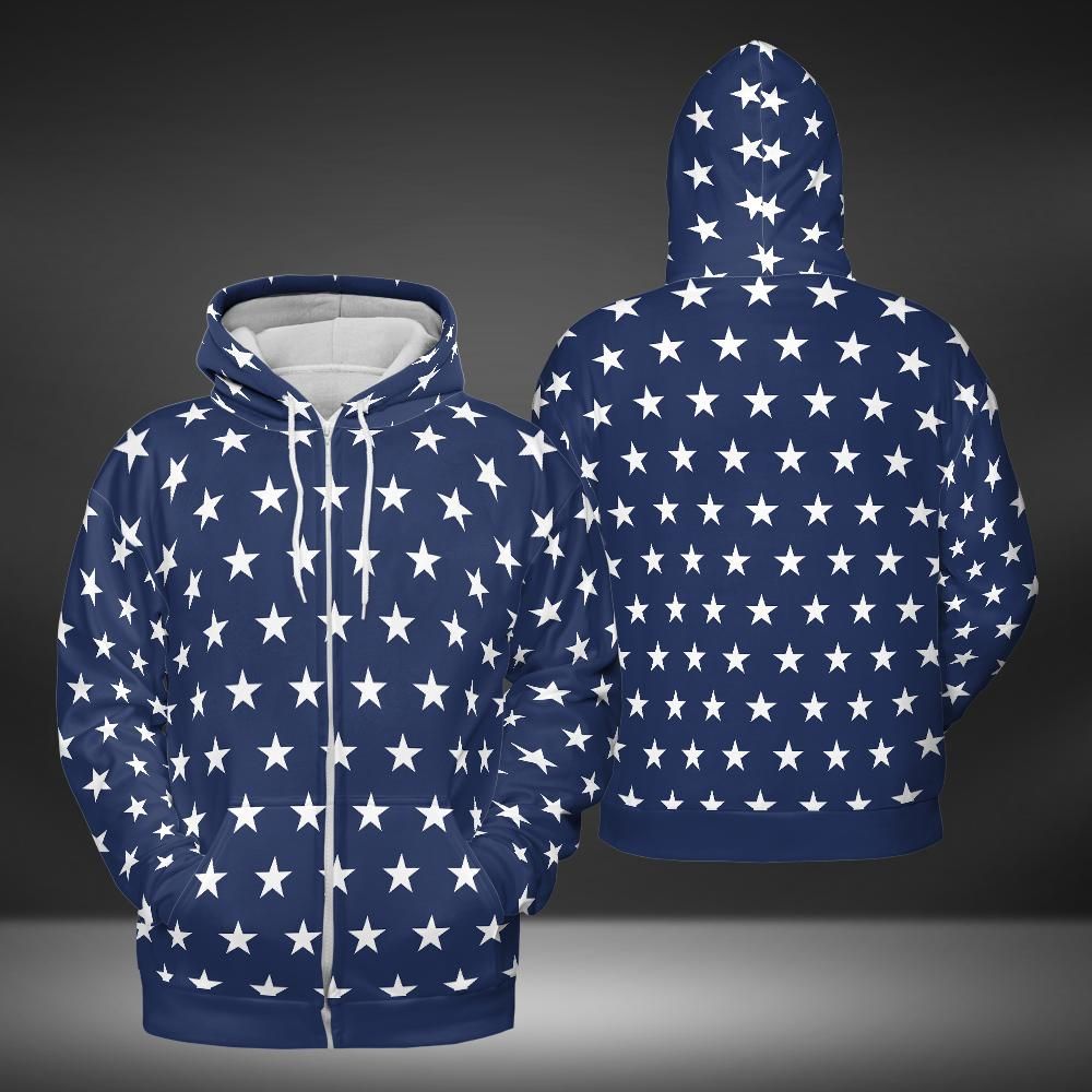 White Stars Premium Unisex Zip Hoodie
