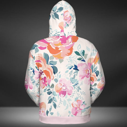 Soft Pink Watercolor Flowers Premium Unisex Hoodie