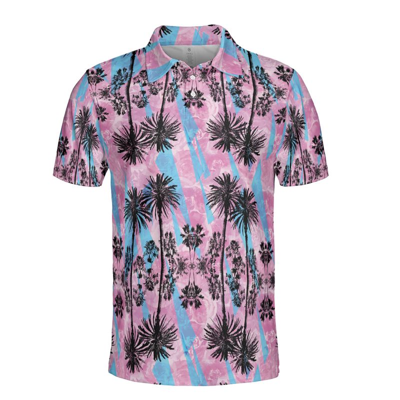Pink & Blue Beach Vibes Polo Shirt